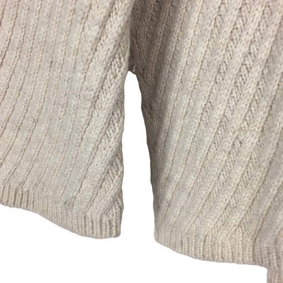 J JILL Sweater Wool Cashmere Mock Neck Ribbed Neutral Minimalist Size Medium - Picture 10 of 11
